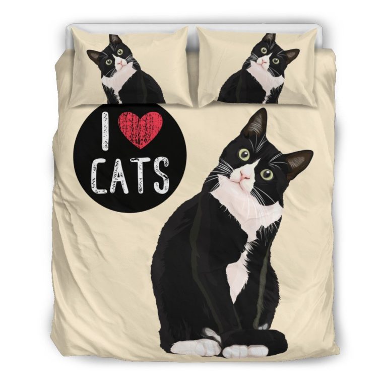 I Love Cats Bedding Set For Cat Lovers TH7