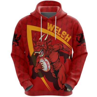 Wales Hoodie - Welsh Dragon Rugby Champion A7