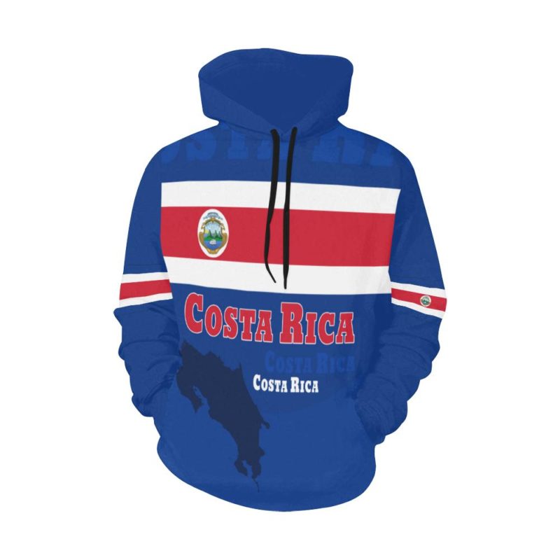 Costa Rica Hoodie Map Th5