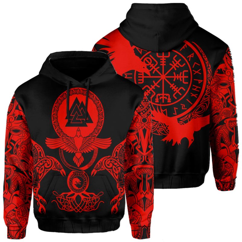 Viking Slain Warriors Hoodie Red J1 - Art Hoodie