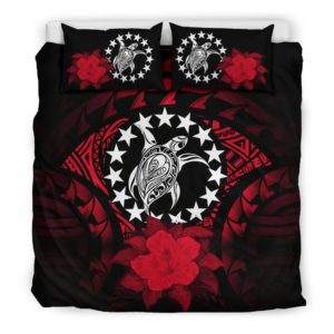 Cook Islands Red Hibiscus Bedding Set A02