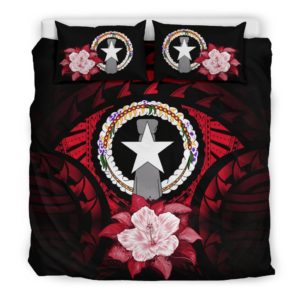 Northern Mariana Islands Red Hibiscus Bedding Set A02