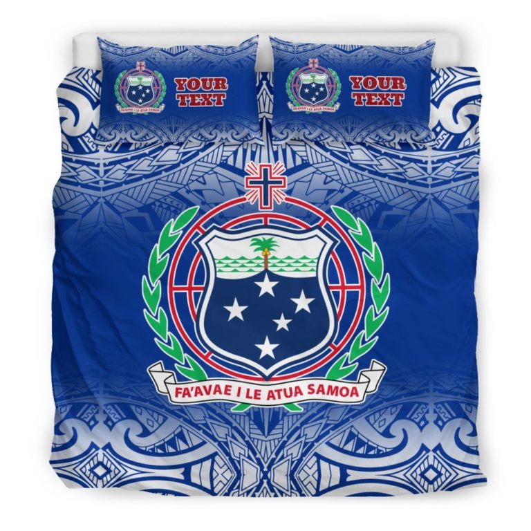 Samoa Custom Personalised Bedding Set- Polynesian Fog Blue - BN09