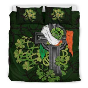 Irish Bedding Set Shamrock Celtic Cross A18