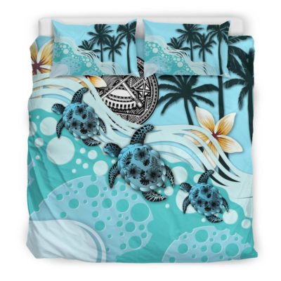 American Samoa Bedding Set - Blue Turtle Hibiscus A24