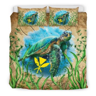 Hawaii Kanaka Maoli Bedding Set Sea Turtle Vintage K4