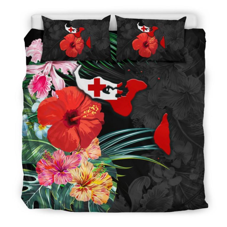 Tonga Map - Hibiscus Bedding Set J0