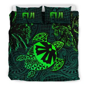 Fiji Islands Green Tapa Turtle Bedding Set J0