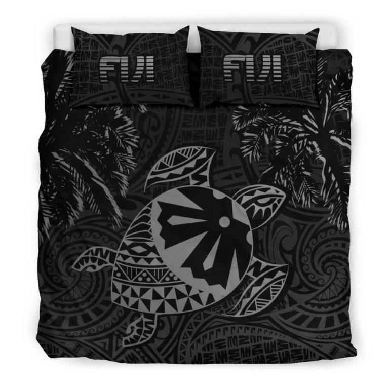 Fiji Islands Grey Tapa Turtle Bedding Set J0