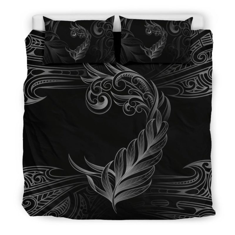 New Zealand Fern Koru Bedding Set - Black White J0