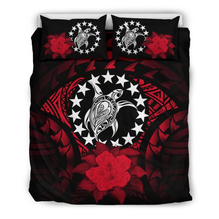 Cook Islands Red Hibiscus Bedding Set A02