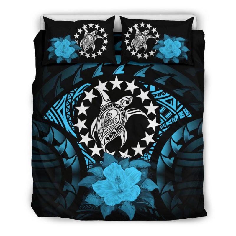 Cook Islands Turquoise Hibiscus Bedding Set A02