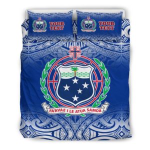 Samoa Custom Personalised Bedding Set- Polynesian Fog Blue - BN09