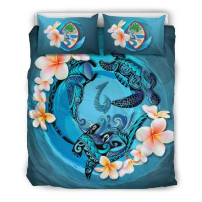 Guam Bedding Set - Blue Plumeria Animal Tattoo A24