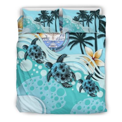 Marshall Islands Bedding Set - Blue Turtle Hibiscus A24
