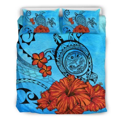 Marshall Islands Coat Of Arms Poly Sea Background Bedding Set J9