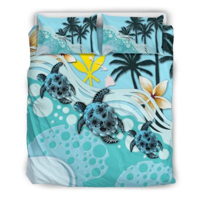 Kanaka Maoli (Hawaiian) Bedding Set - Blue Turtle Hibiscus A24
