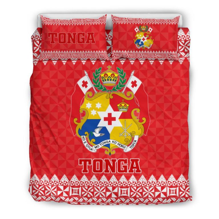 Tonga Coat Of Arms Bedding Set - Red Version - BN12