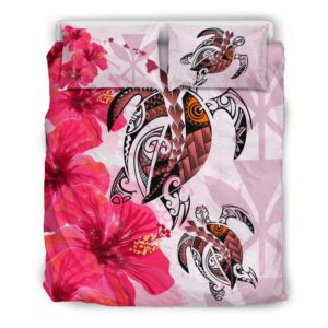 Hawaii Bedding Set - Polynesia Turtle Hibiscus Pink A24