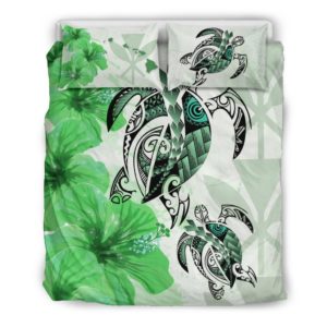 Hawaii Bedding Set - Polynesia Turtle Hibiscus Green A24