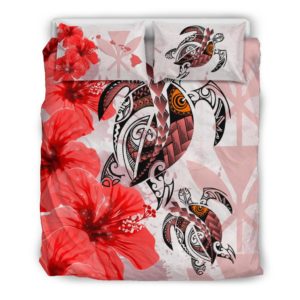 Hawaii Bedding Set - Polynesia Turtle Hibiscus Red A24