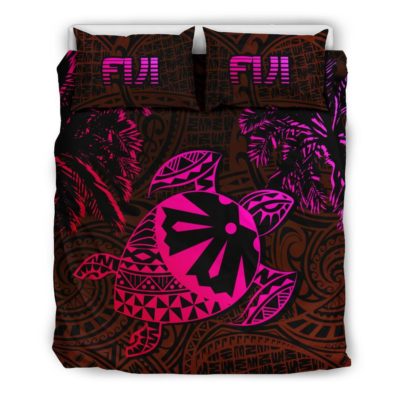 Fiji Islands Pink Tapa Turtle Bedding Set J0