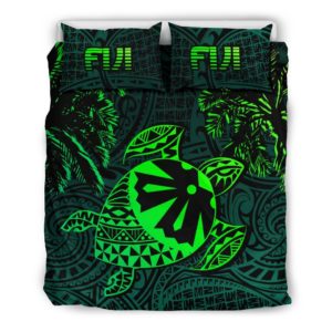 Fiji Islands Green Tapa Turtle Bedding Set J0