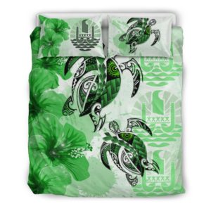 Tahiti Bedding Set - Polynesia Turtle Hibiscus Green A24