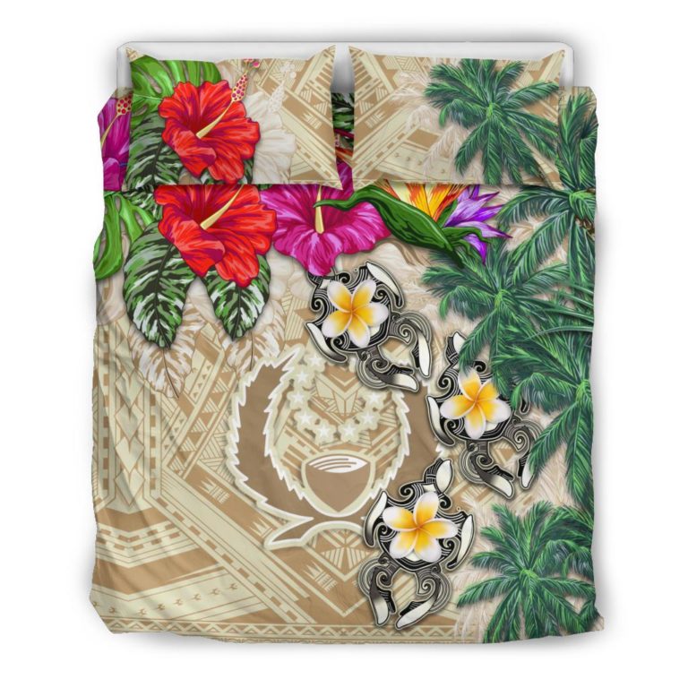 Pohnpei Bedding Set - Hibiscus Turtle Tattoo Beige A02