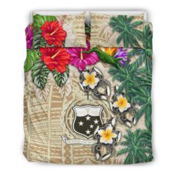 Samoa Bedding Set - Hibiscus Turtle Tattoo Beige A02