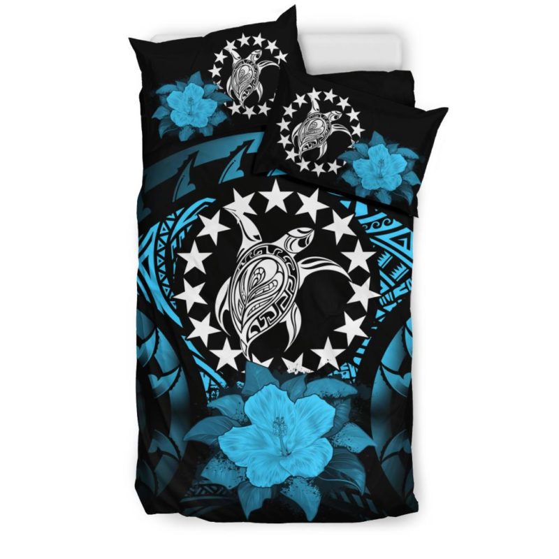 Cook Islands Turquoise Hibiscus Bedding Set A02