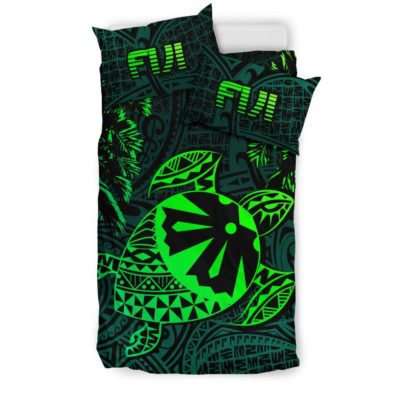 Fiji Islands Green Tapa Turtle Bedding Set J0