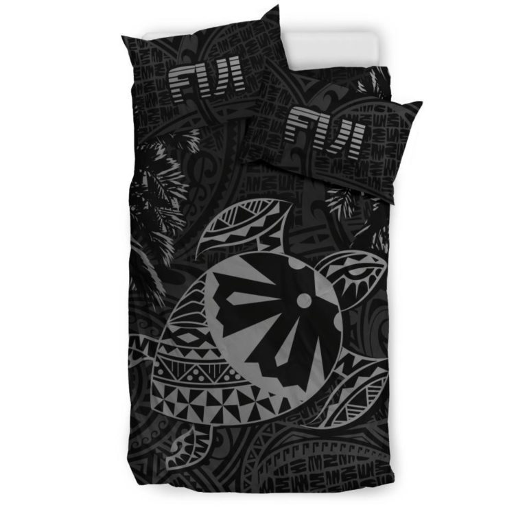 Fiji Islands Grey Tapa Turtle Bedding Set J0