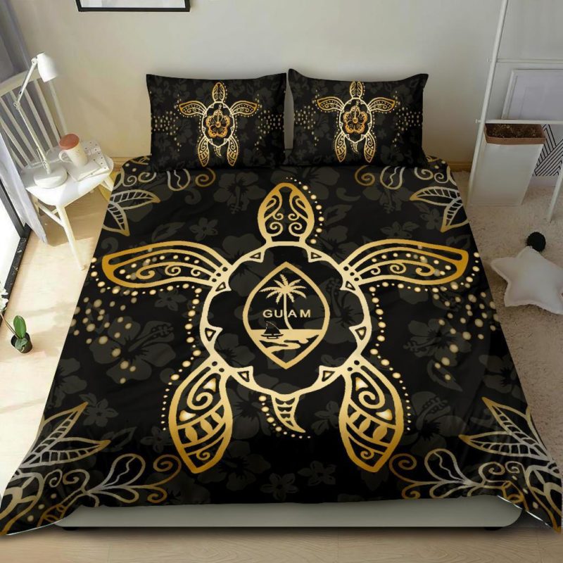 Guam Bedding Set - Turtle Hibiscus Gold - J1
