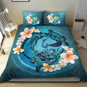 Hawaii Bedding Set, Blue Plumeria Animal Turtle Tattoo  A24