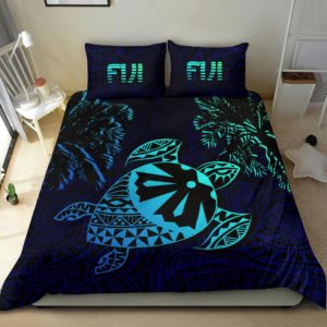Fiji Islands Blue Tapa Turtle Bedding Set J0