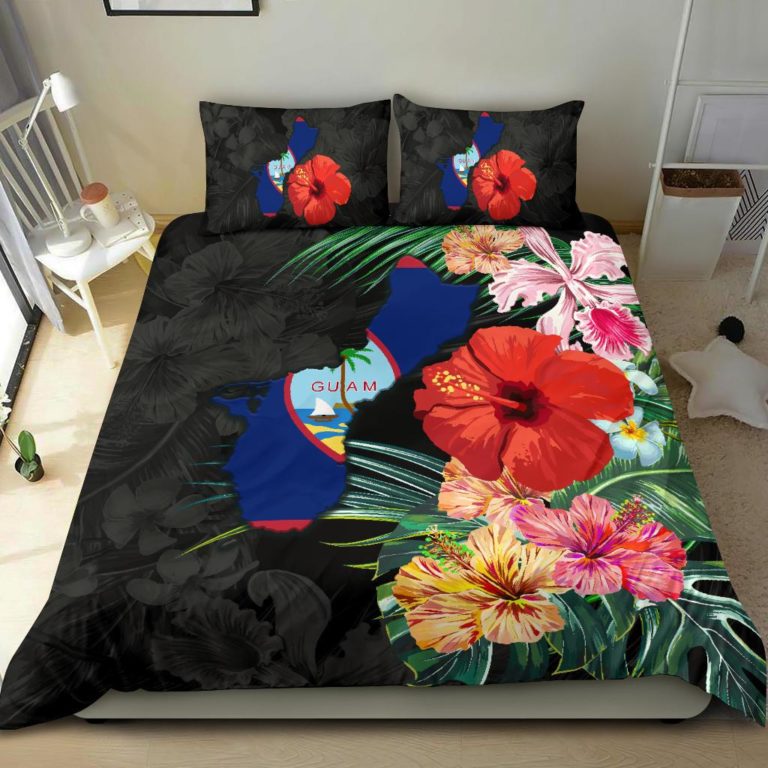 Guam Map - Hibiscus Bedding Set J0