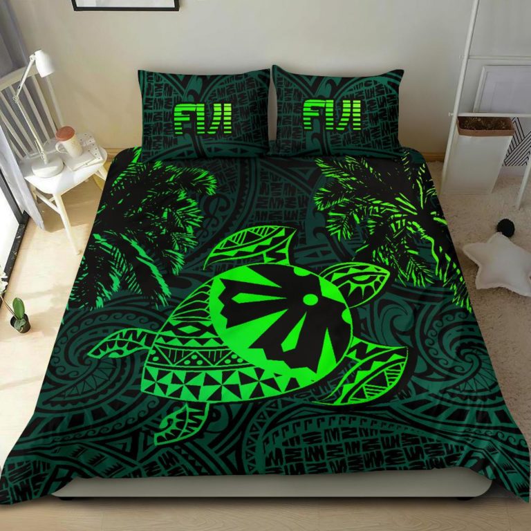 Fiji Islands Green Tapa Turtle Bedding Set J0