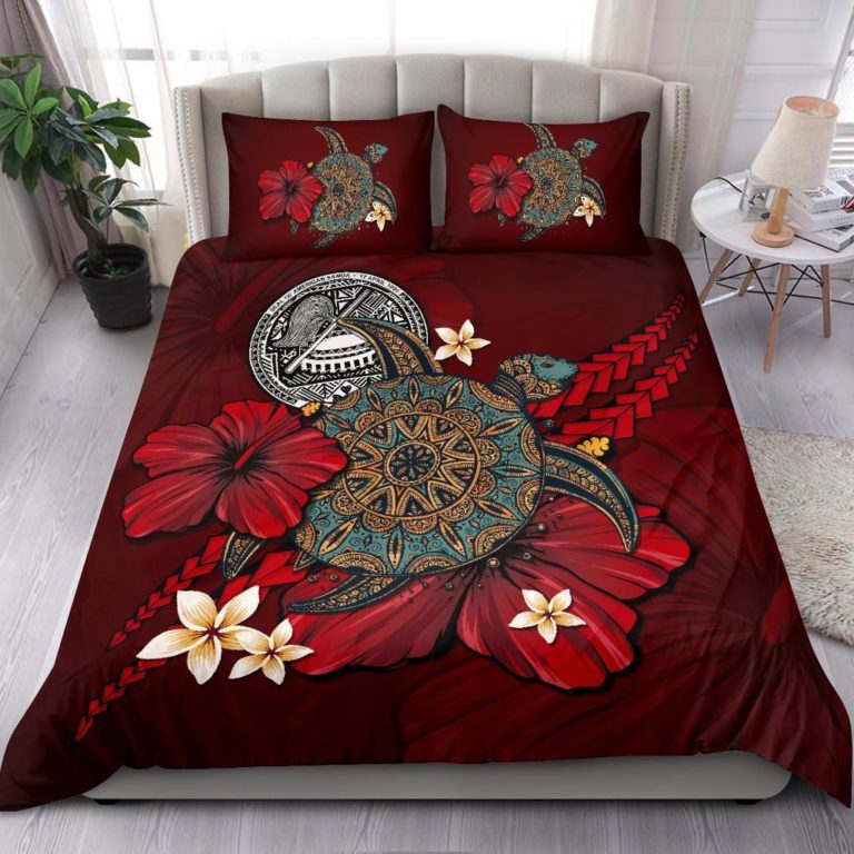 American Samoa Bedding Set - Red Turtle Tribal A02
