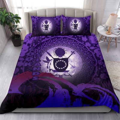 Cook Islands Bedding Set - Wave and Hibiscus Purple K7
