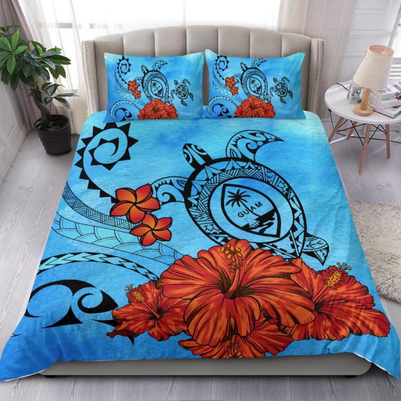 Guam Coat Of Arms Poly Sea Background Bedding Set J9