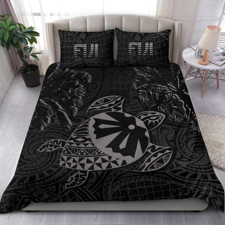 Fiji Islands Grey Tapa Turtle Bedding Set J0