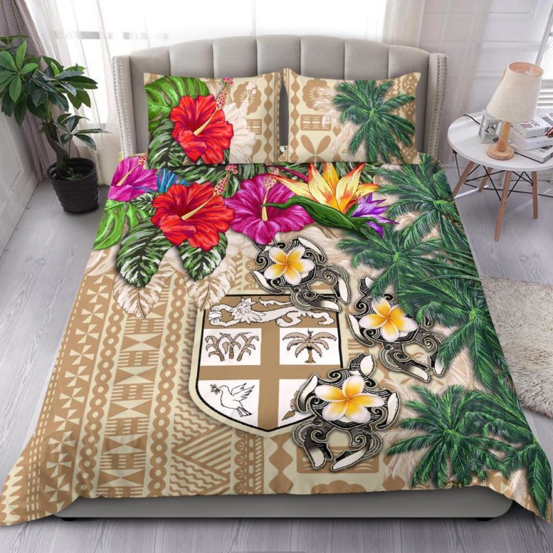 Fiji Bedding Set - Hibiscus Turtle Tattoo Beige A02