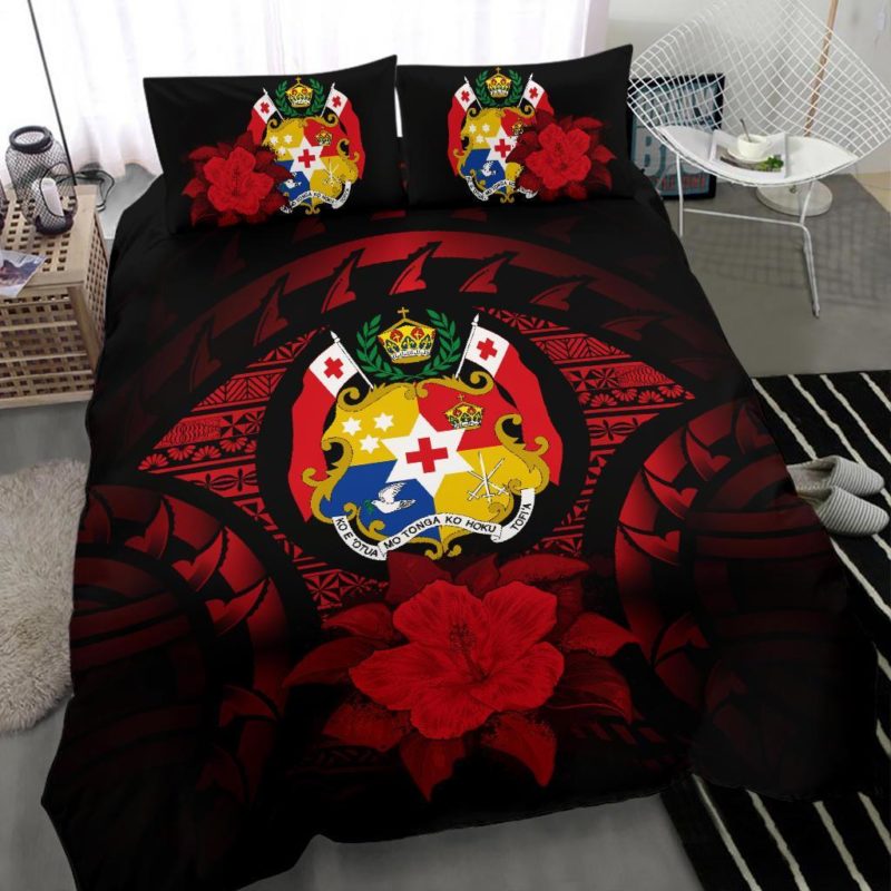 Tonga Red Hibiscus Bedding Set A24