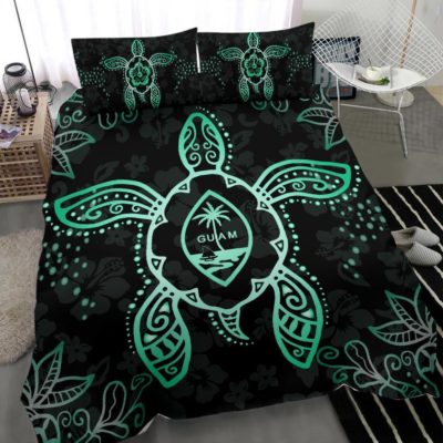 Guam Bedding Set - Turtle Hibiscus Turquoise - J1