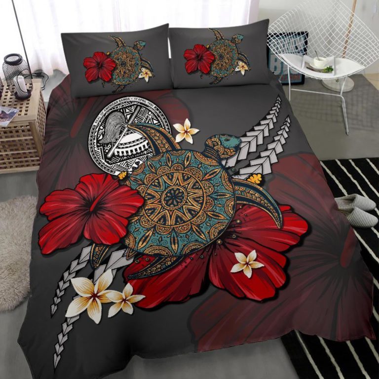 American Samoa Bedding Set - Gray Turtle Tribal A02
