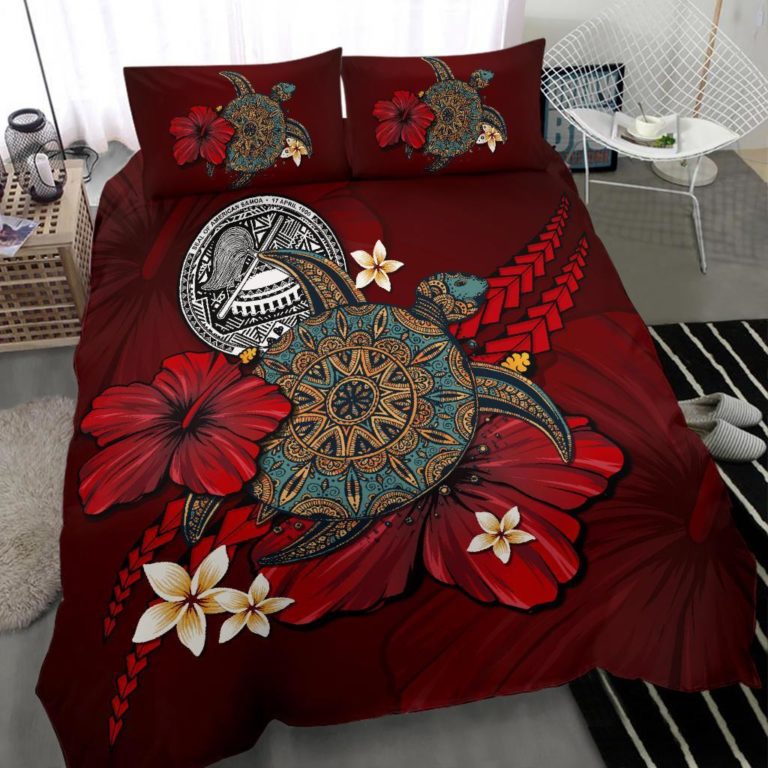 American Samoa Bedding Set - Red Turtle Tribal A02