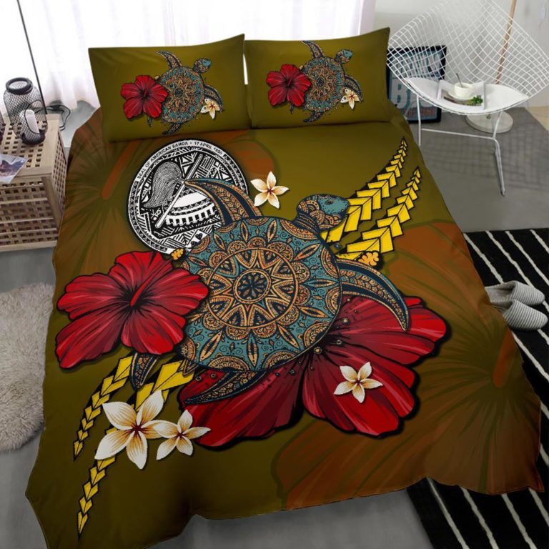 American Samoa Bedding Set - Yellow Turtle Tribal A02