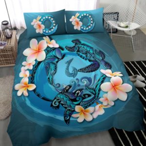 Cook Islands  Bedding Set - Blue Plumeria Animal Tattoo A24