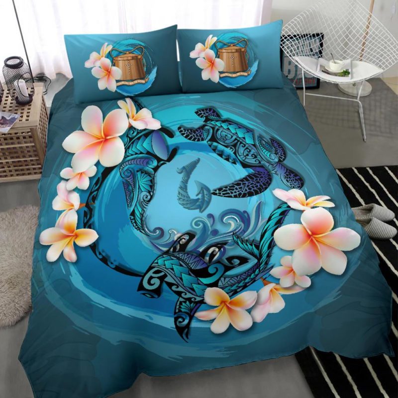 Tokelau Bedding Set - Blue Plumeria Animal Tattoo A24